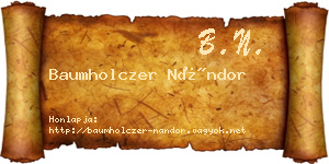 Baumholczer Nándor névjegykártya